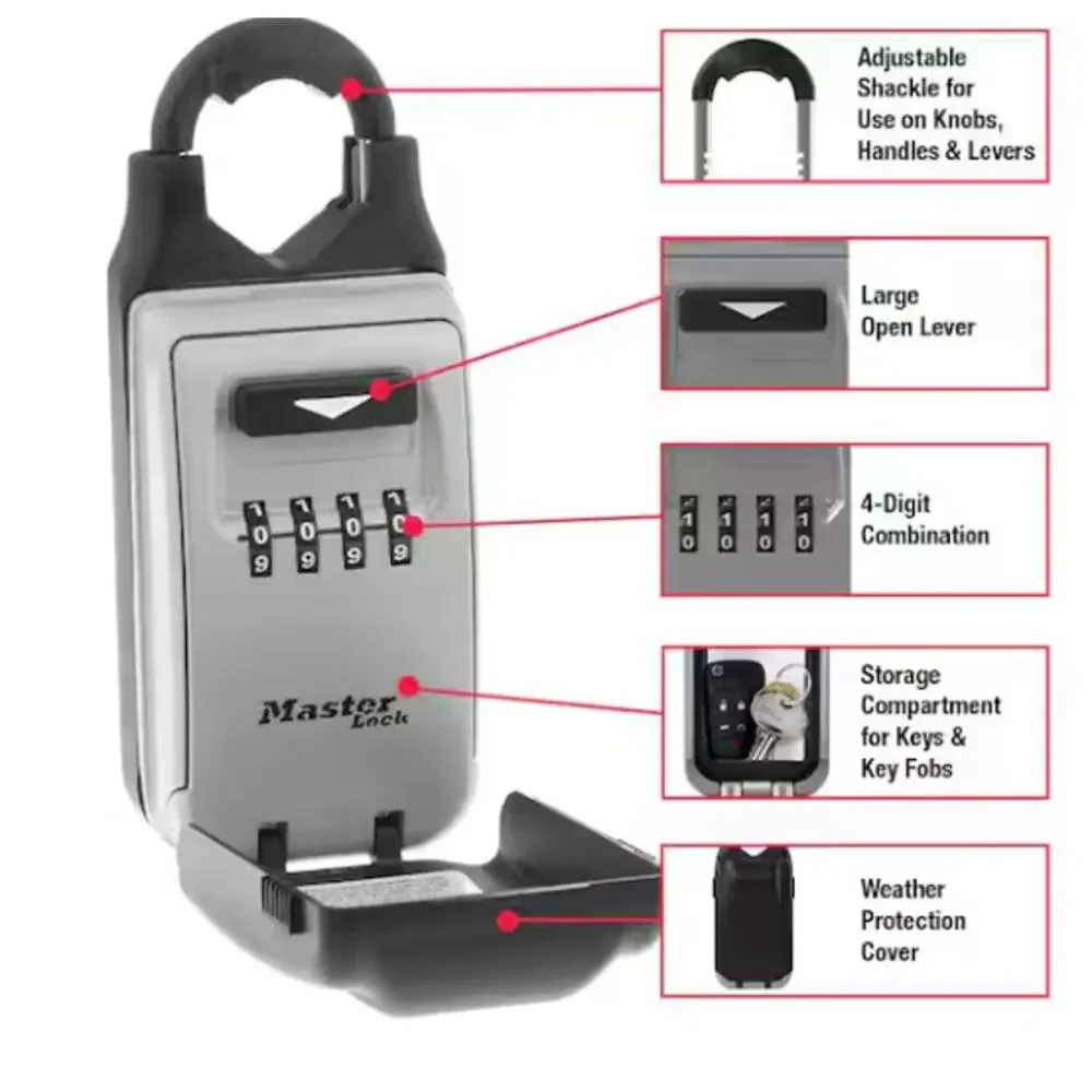 NEW Master Lock 5420EC Combination Portable Lock Box Adjustable 6 Key Capacity